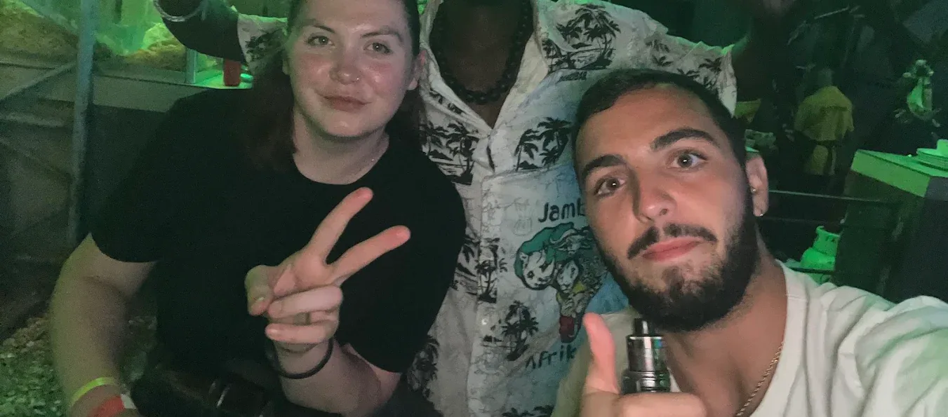 Sam with his new acquaintance from France.